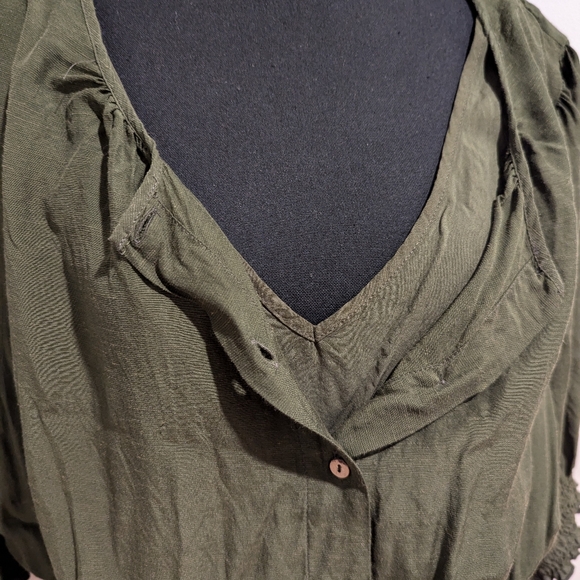Anthropologie Olive Green Linen Blend Dress Size 2X - Picture 6 of 12